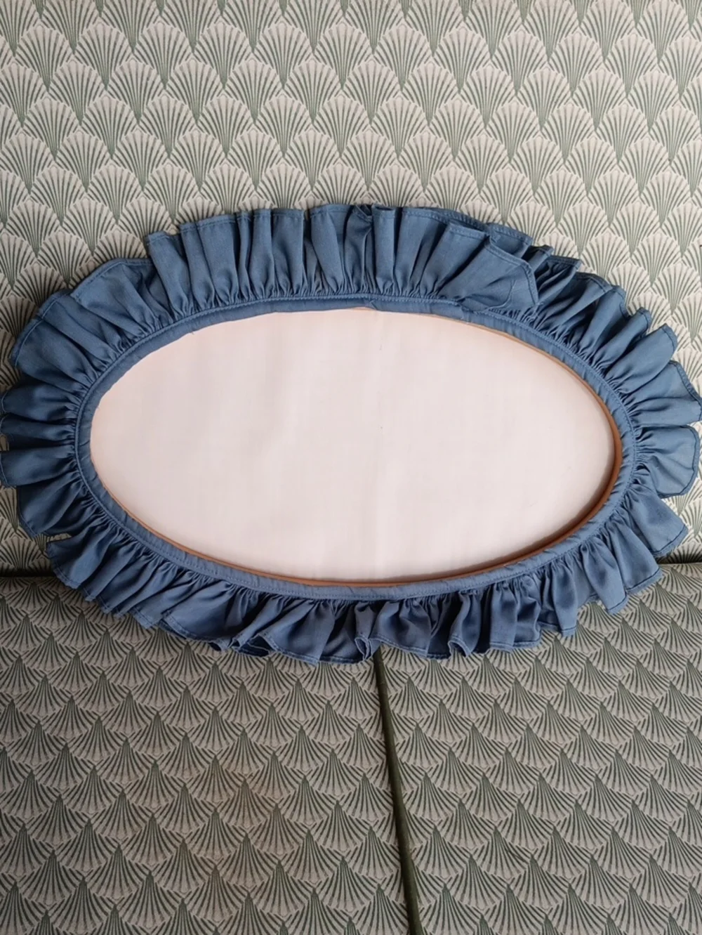 Handcrafted Blue Frill Oval Duck Embroidery Wall Art